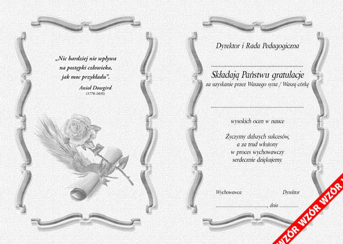 List Gratulacyjny Dla Rodziców Ucznia Tekst Dyplomy Listy gratulacyjne dla rodziców: 2c-303