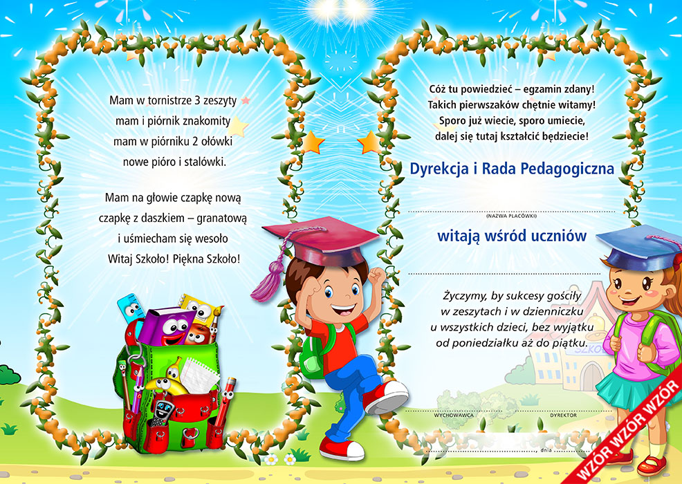 Wierszyk Na Pasowanie Przedszkolaka 3 Latki Dyplomy pasowania na ucznia, zerówkowicza i czytelnika: 2b-591