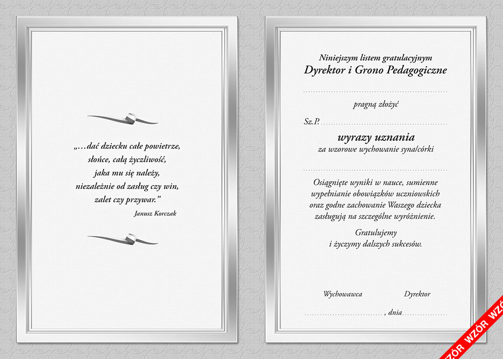 List Gratulacyjny Dla Rodziców Ucznia Tekst Dyplomy Listy gratulacyjne dla rodziców: 2b-639